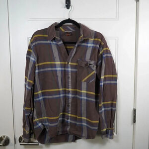 Nike 6.0 Mens M‎ Flannel Shirt Button Up Brown Y2K Skateboard Grunge BMX